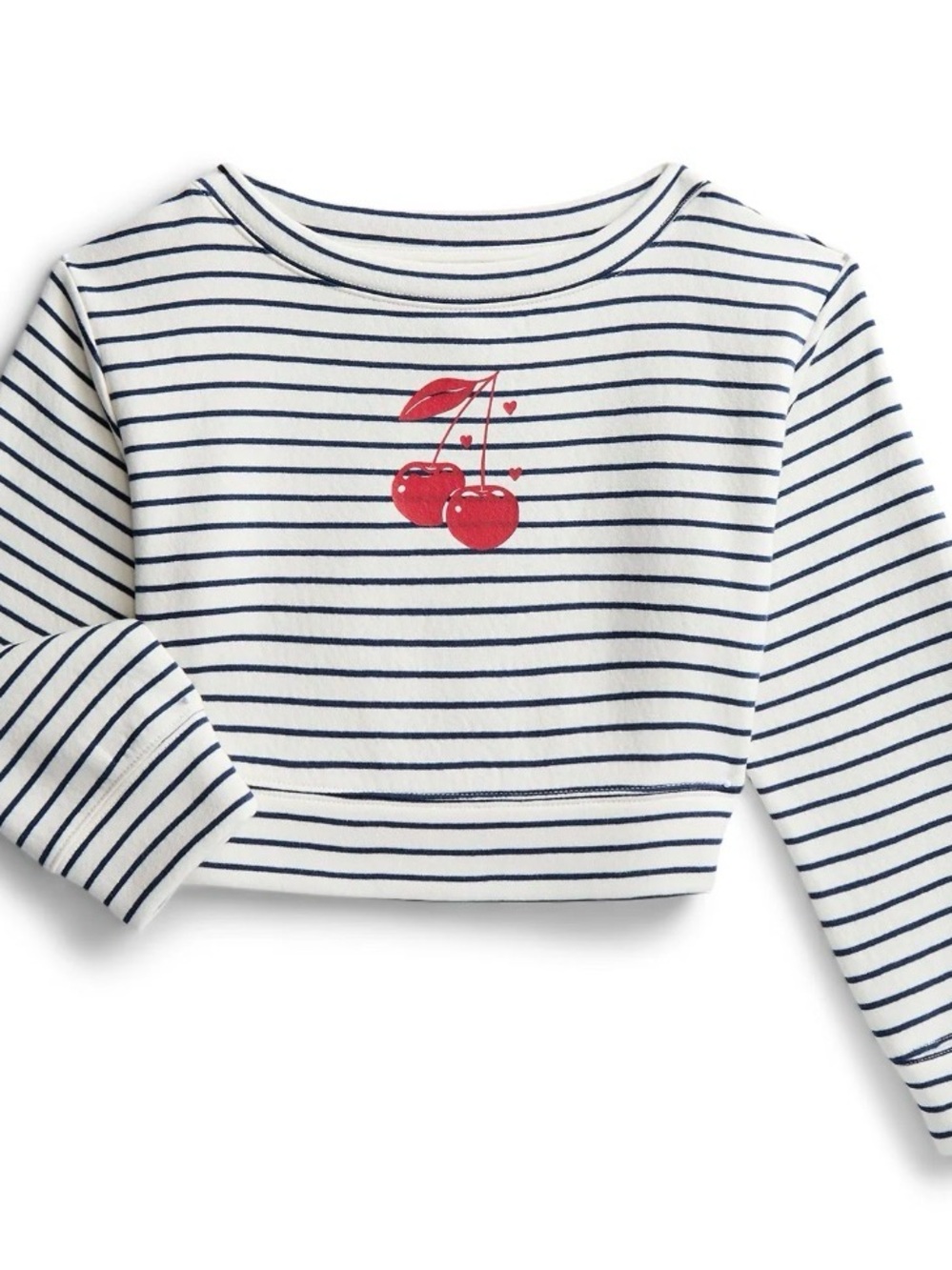 ☀️ Striped Long-Sleeve Kids Tee with Red Cherry Motif